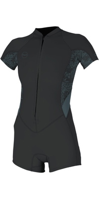 2026 O'Neill Womens Bahia 2/1mm Front Zip Springsuit Wetsuit 5293 - Tempered Steel / Shaded Island Sky / Shade